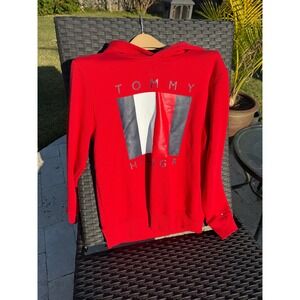 Tommy Hilfiger Red Graphic Logo Hoodie Sweatshirt Size M